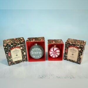 John Derian x Target 2 Pc Glass Ornament Lot London Peppermint/Glass Xmas Cookie